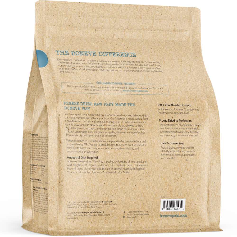 20% OFF: Boneve Beef & Hoki Skin & Coat Support Grain-Free Freeze-Dried Raw Dog Food