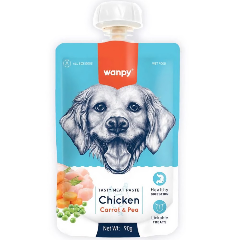 "Wanpy Chicken, Carrot & Pea Tasty Meat Paste Dog Treat 90g"