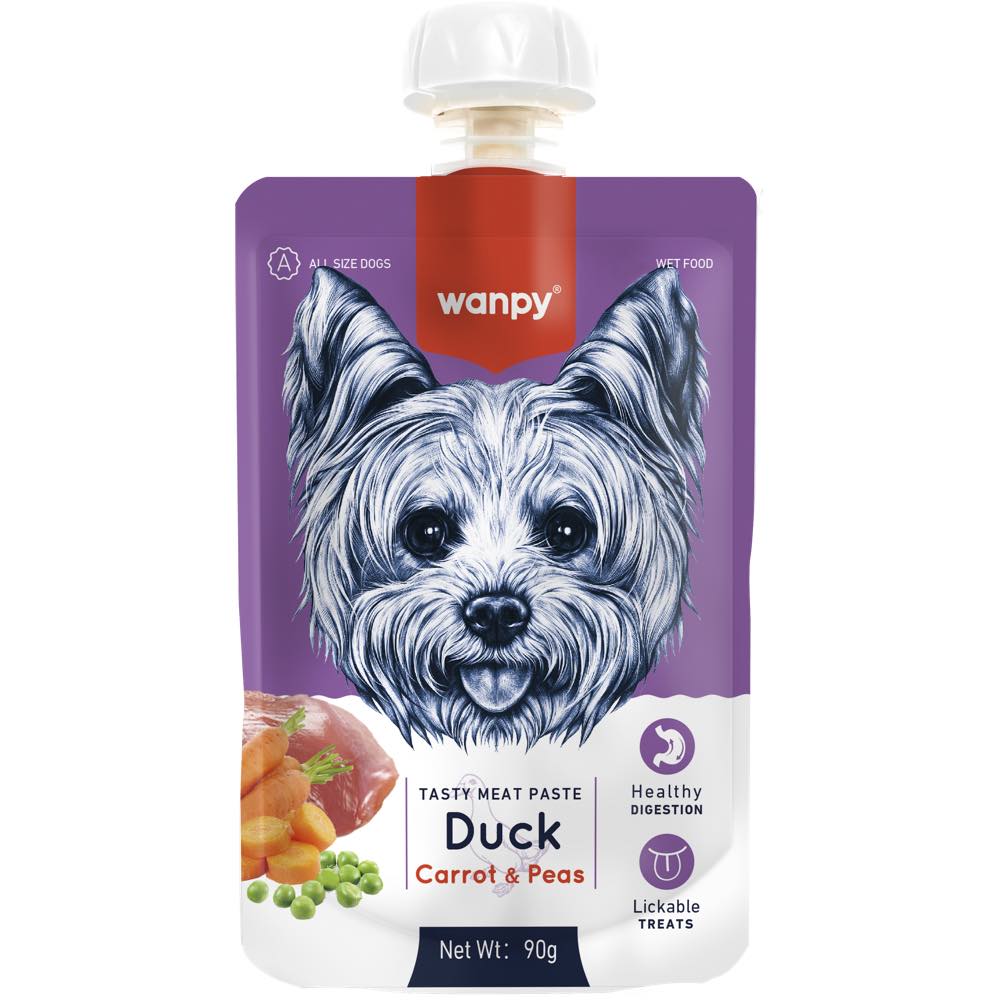 "Wanpy Duck, Carrot & Pea Tasty Meat Paste Dog Treat 90g"